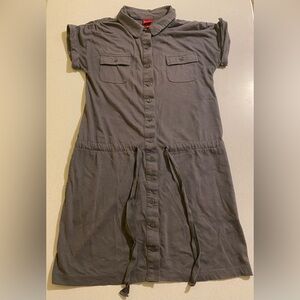 Merona Navy Blue Button Dress with Tie and Pockets Size M